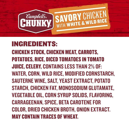 Campbell's Chunky Chicken Rice Soup – Comforting Mindful Lunch with 13g Protein for Wellness Routines, 18.8 Oz Can