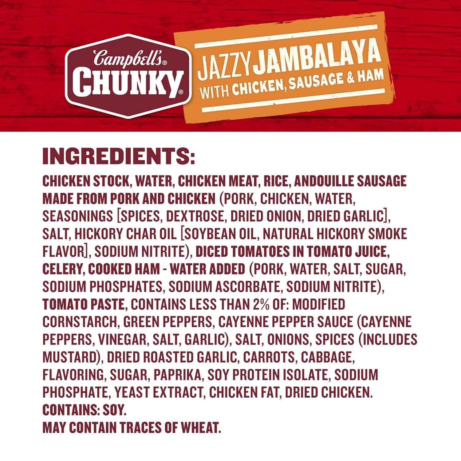 Campbell's Chunky Jambalaya with Chicken & Sausage – Filling Work Cafeteria Lunch, Single-Serve Ready Can
