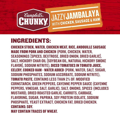 Campbell's Chunky Jambalaya with Chicken & Sausage – Filling Work Cafeteria Lunch, Single-Serve Ready Can