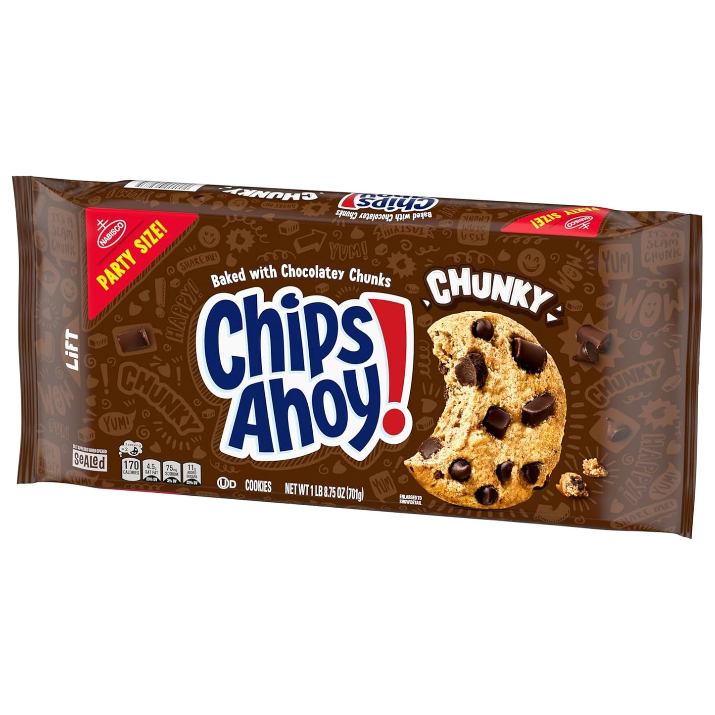 CHIPS AHOY! Chunky Chocolate Chip Cookies Party Size – Single-Pack Pantry Staple for Clean Kitchens, 24.75 oz
