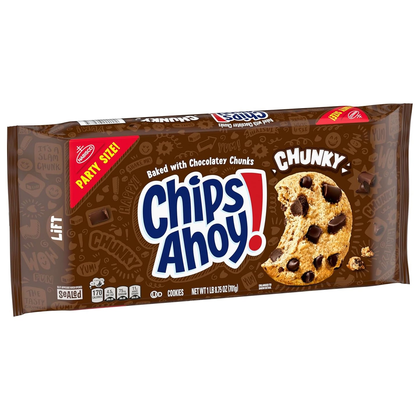 CHIPS AHOY! Chunky Chocolate Chip Cookies Party Size – Single-Pack Pantry Staple for Clean Kitchens, 24.75 oz