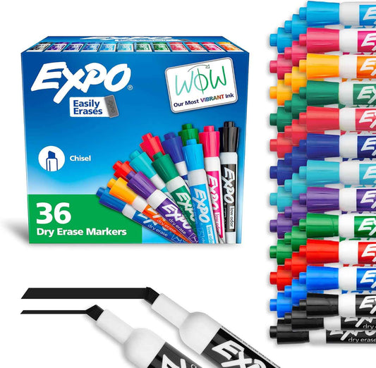 EXPO Low Odor Whiteboard Markers, 36 Assorted Colors Back to School Gift for Students and Educators