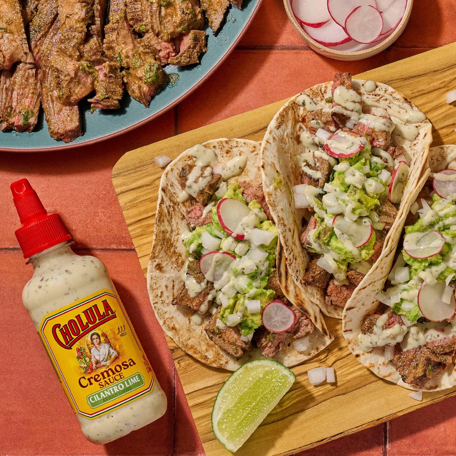 Cholula Cremosa Cilantro Lime – Kid-Friendly Mild Taco Sauce for Lunchboxes, Nachos & Breakfast Burritos, Flip-Cap 8 oz