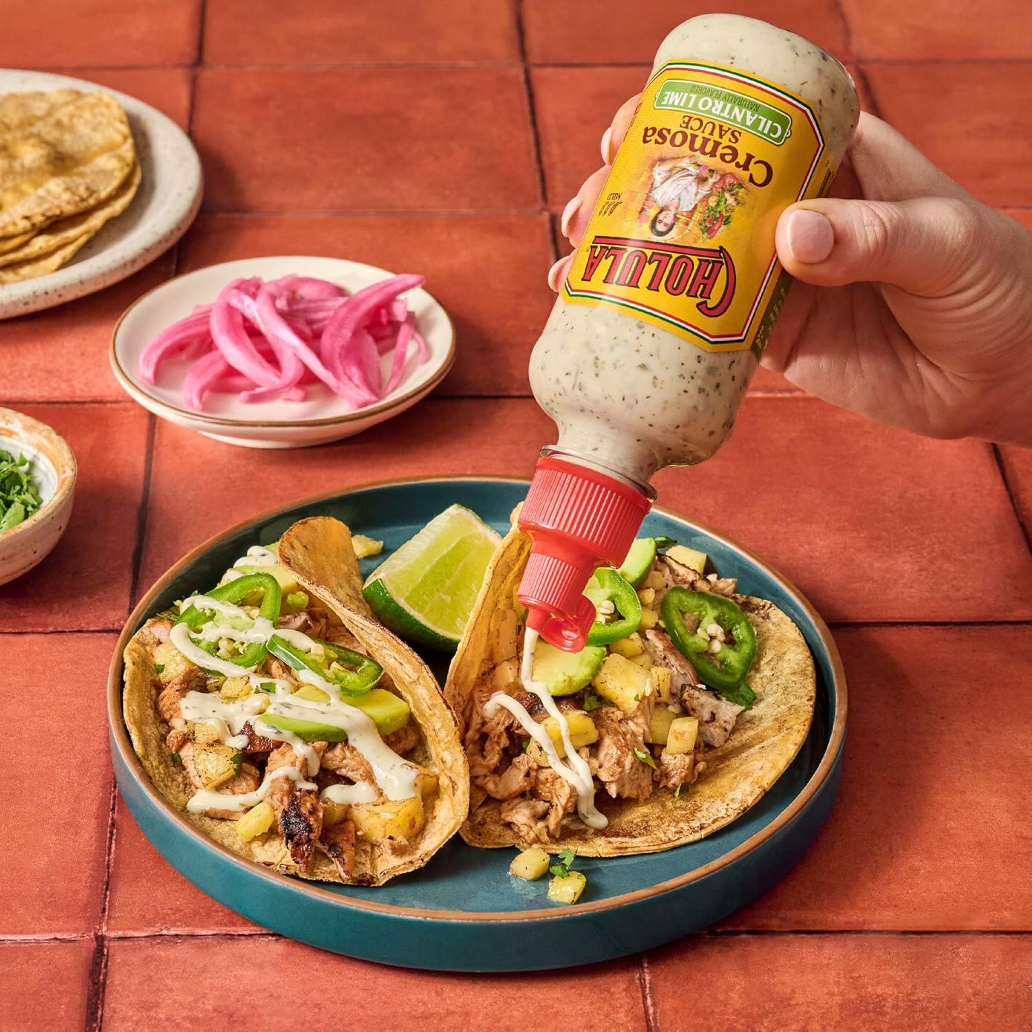 Cholula Cremosa Cilantro Lime – Kid-Friendly Mild Taco Sauce for Lunchboxes, Nachos & Breakfast Burritos, Flip-Cap 8 oz