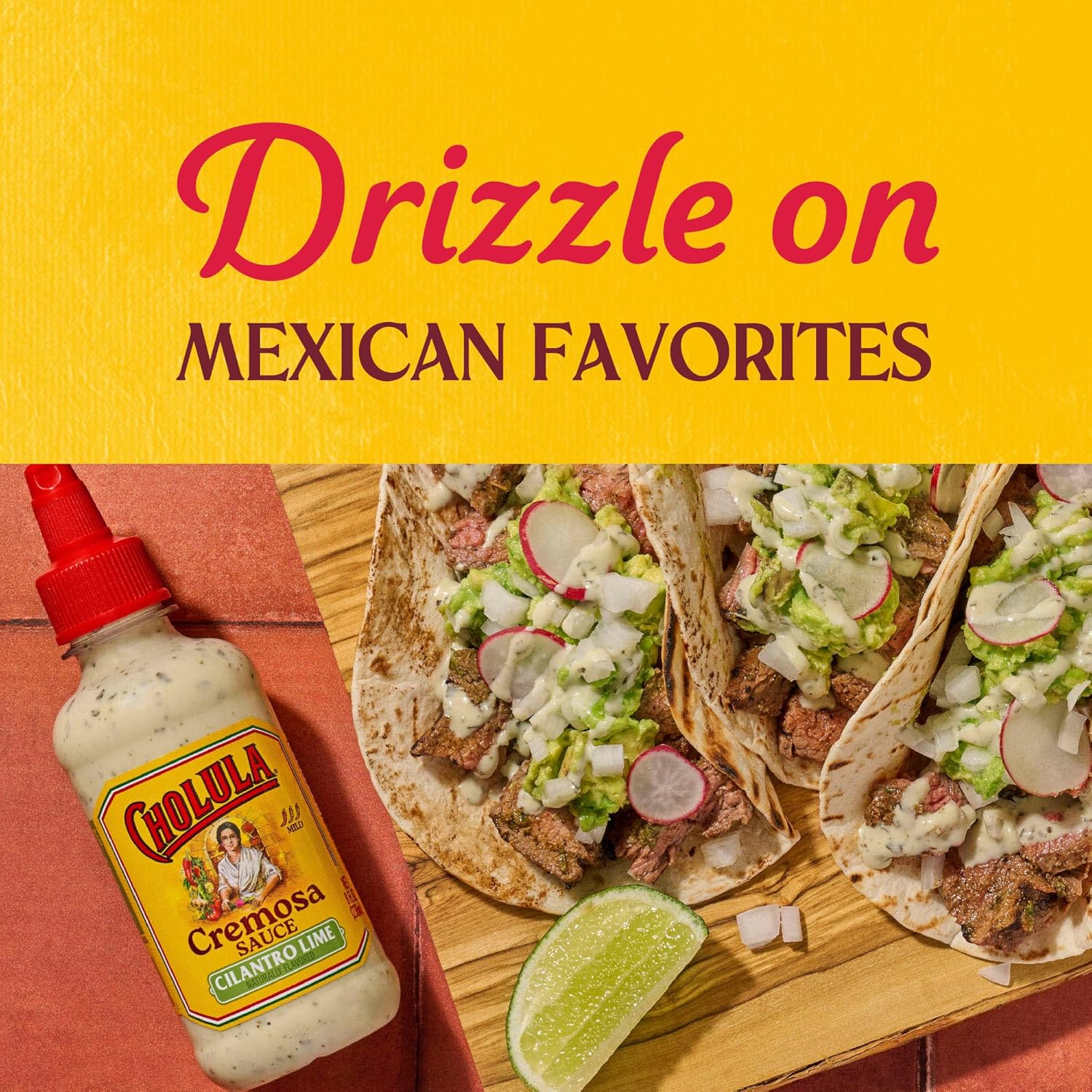 Cholula Cremosa Cilantro Lime – Kid-Friendly Mild Taco Sauce for Lunchboxes, Nachos & Breakfast Burritos, Flip-Cap 8 oz
