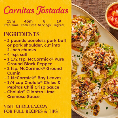 Cholula Crunchy Salsa Macha Chili Crisp – Tailgate and Patio Topping for Burgers, Pizza and Grilled Meats, 8 oz