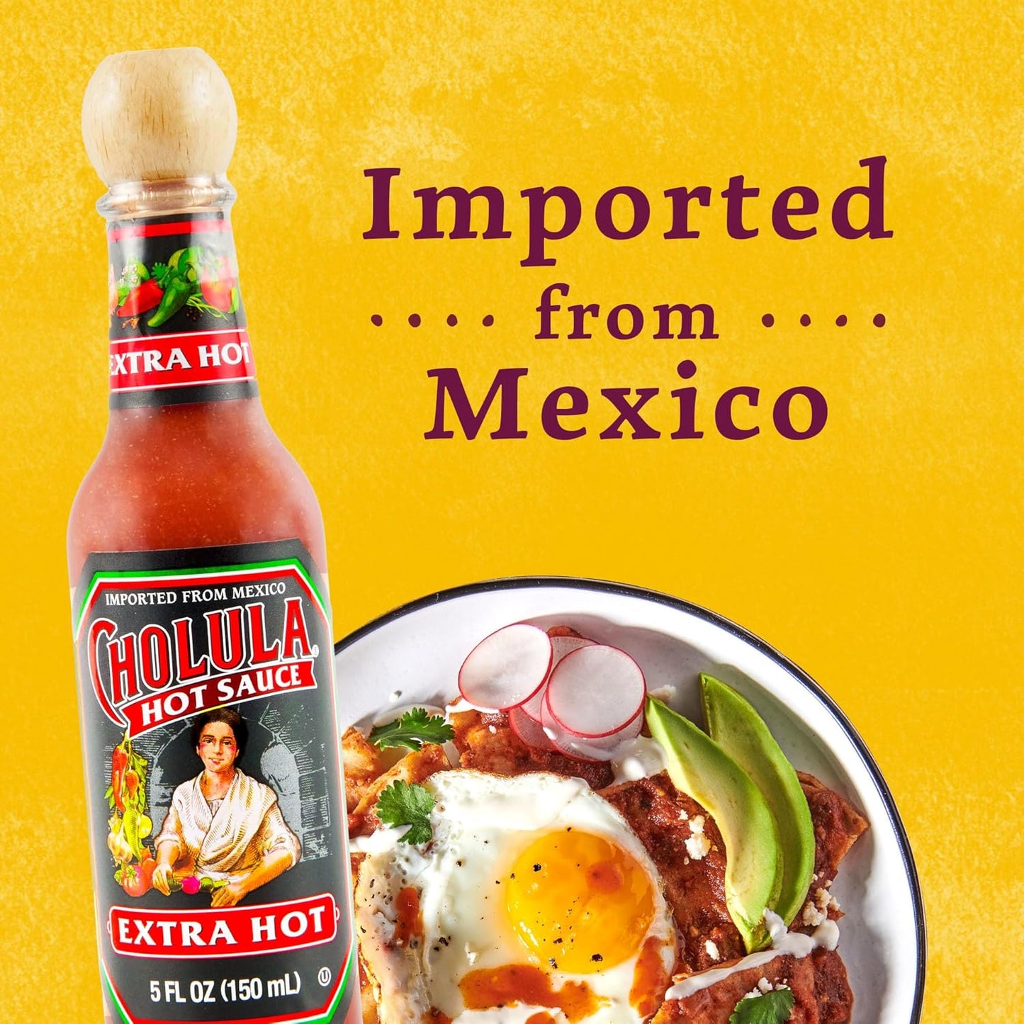 Cholula Hot Sauce Extra Hot – Simple Everyday Egg and Pizza Topping, 5 oz Glass Bottle