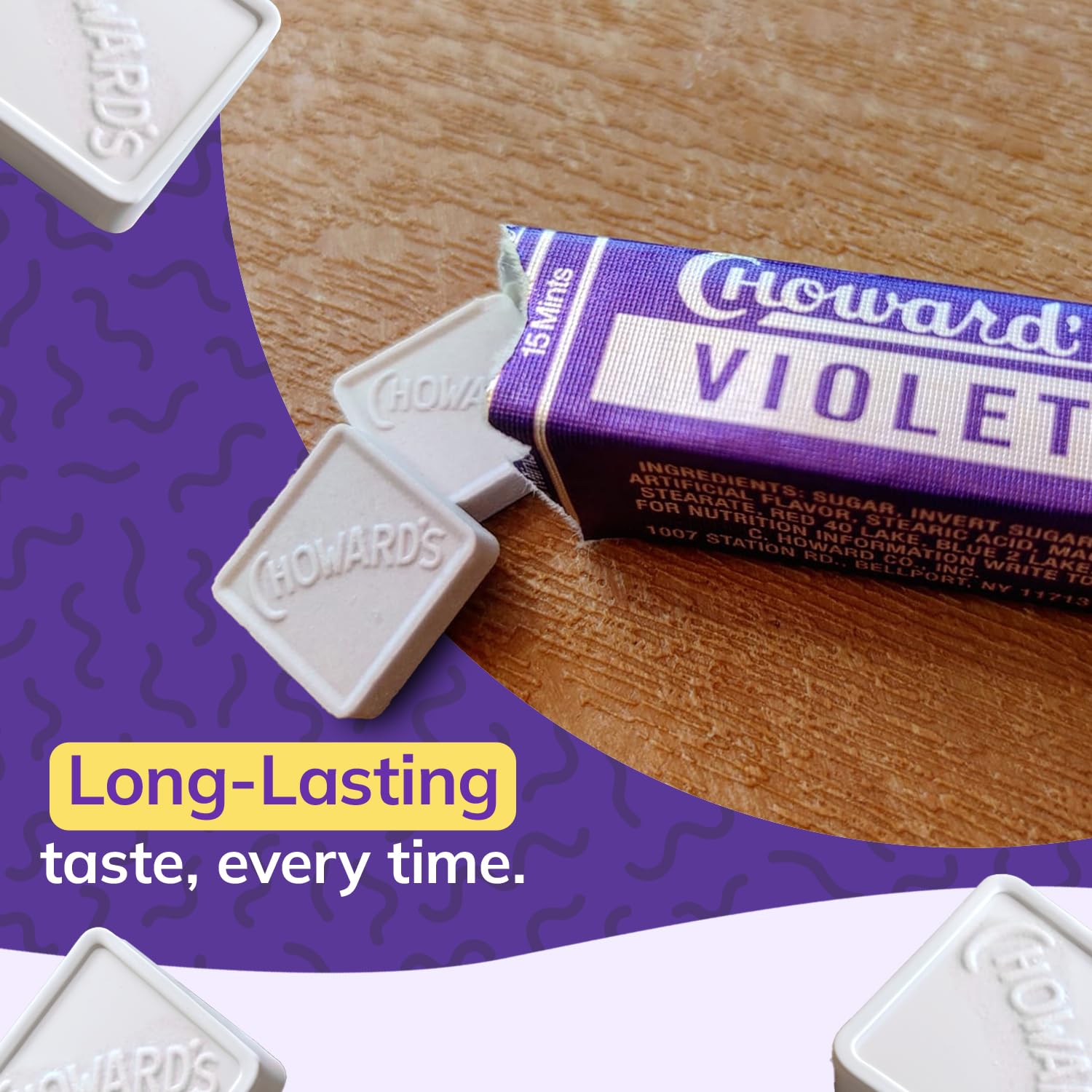 Choward's Violet Mints Candy 6-Pack – Safe, Wrapped Hard Candy for Lunchboxes, Playdates, and Family Road Trips