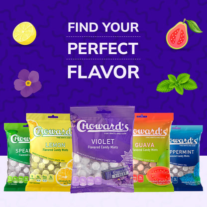Choward's Violet Mints Candy Bag – Romantic Valentine's Day Gift for Mom, Nostalgic Floral Candy in 3-Pack