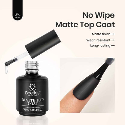 Beetles Matte Gel Top Coat – Safer At-Home Manicure Choice, 9-Ingredient Low-Odor Non-Toxic Matte Formula for Clean Air