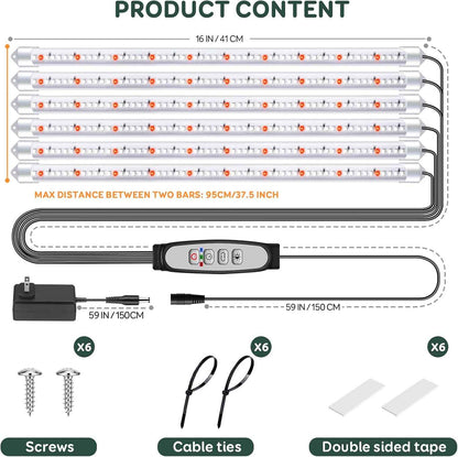 Roleadro 2-Bar Grow Light Strip – Under-Cabinet Kitchen Shelf with Clean White Finish and Single-Cord Setup