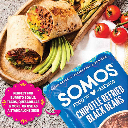Somos Refried Chipotle Black Beans 10 oz – Clean-Ingredient Mexican Side for Label-Reading Home Cooks
