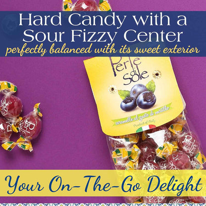 Perle di Sole Italian Candy - Blueberry Hard Candy with Natural Flavor - Clean-Label Snack for Lunchbox and Mindful Pantry