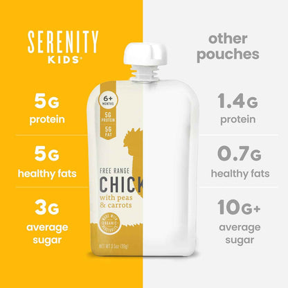 Serenity Kids Chicken & Veggie Baby Food Pouch for Daycare and Stroller Snacks