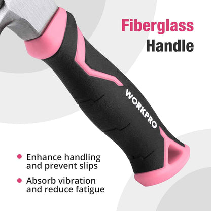 WORKPRO Non-Conductive Fiberglass Hammer – Safer Striking Around Electrical Boxes and Home Wiring