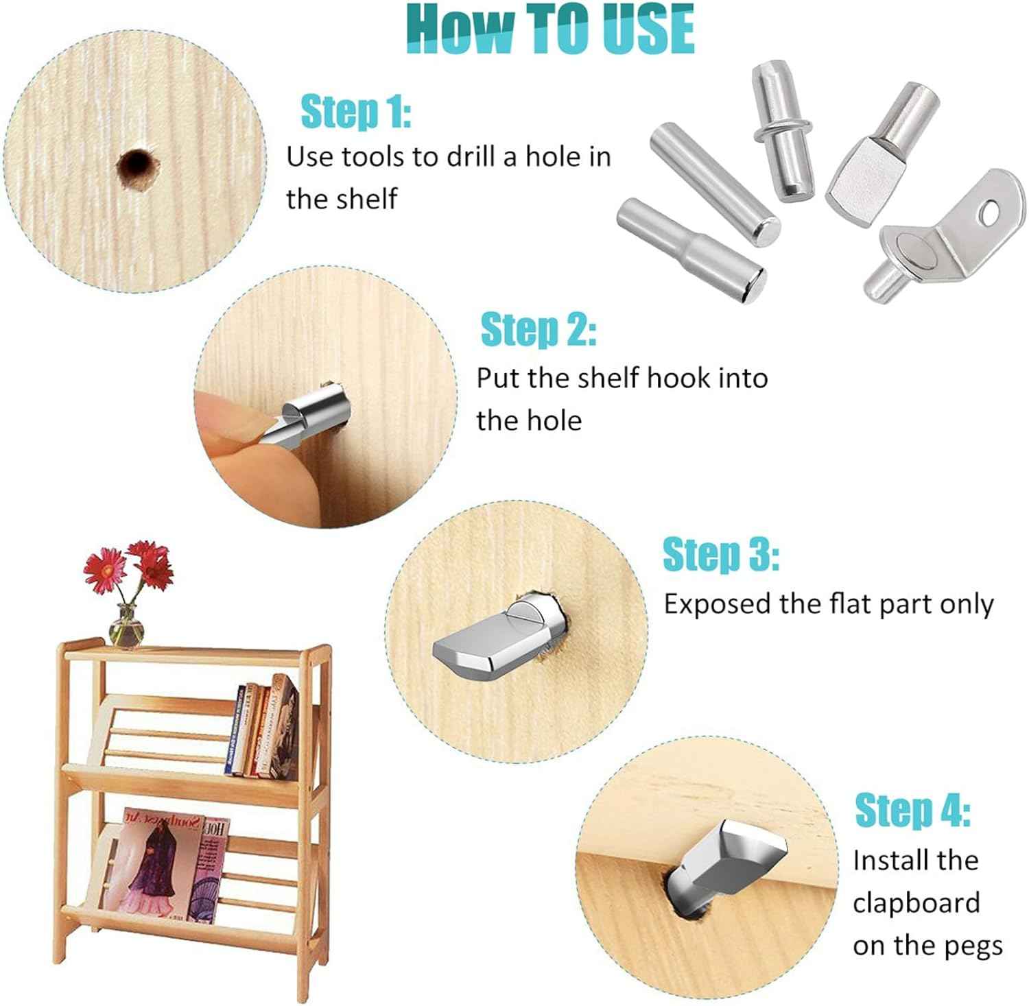 Krysalid Decor Metal Shelf Pegs - Secure Load-Bearing Cabinet Hardware for Family Kitchen Pantry Safety