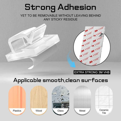 HOLIDAYOWL Christmas Light Clips as Holiday Gift for Home Decorators, Clear Adhesive Hooks for String Lights Without Drilling