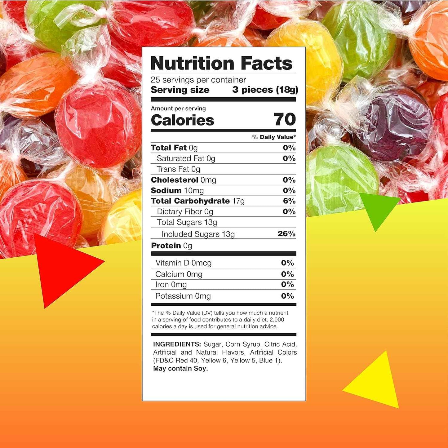 Assorted Fruit Discs | 1 Pound Bag - Approx. 70 Count | Hard Candy | Picnic Basket Treat