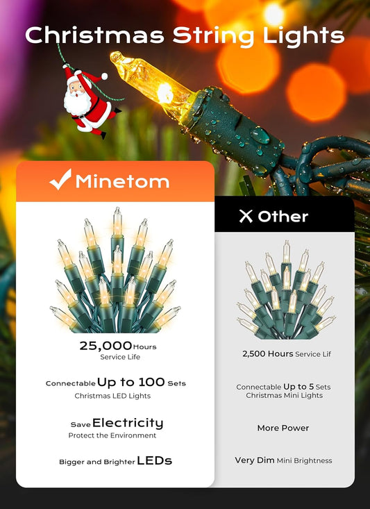 clear warm white, blue, and multicolor light color options