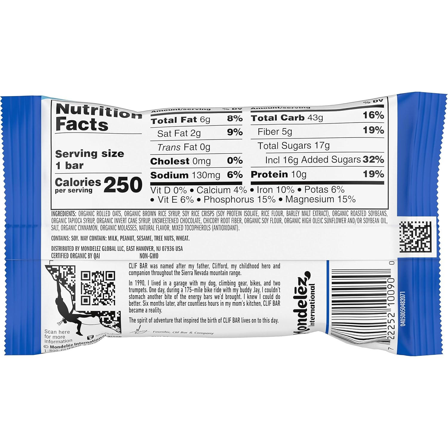 CLIF Bar Chocolate Chip Wholesome Snack Bar, Non-GMO and No HFCS for Label-Reading Wellness Routines