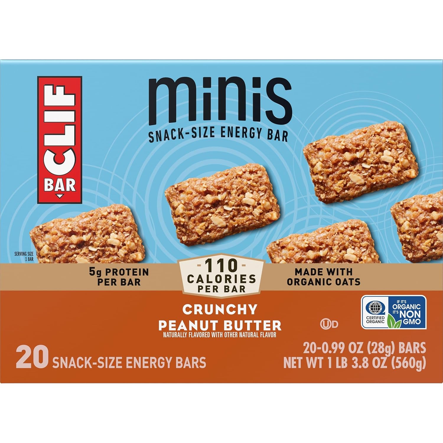 CLIF BAR Minis Crunchy Peanut Butter – 100-Calorie Portion-Controlled Snack for Mindful Eating