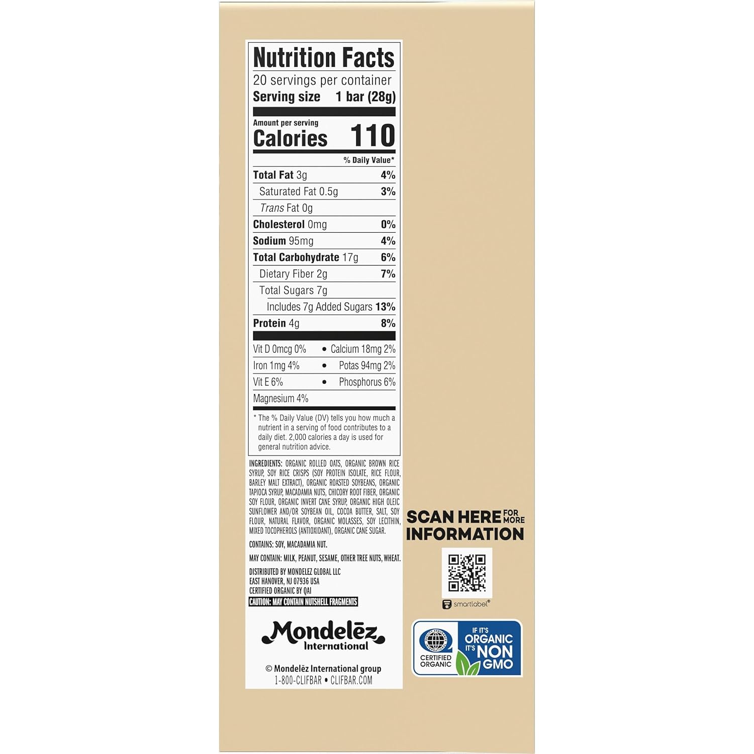 CLIF BAR Minis White Chocolate Macadamia Nut Snack Bars for Midday Energy and Workday Reset Rituals