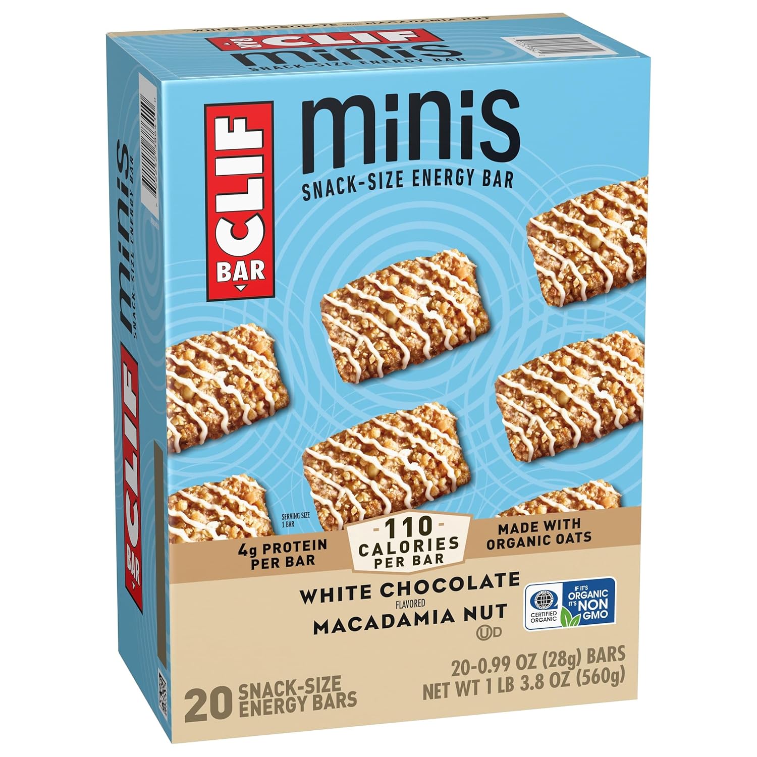 CLIF BAR Minis White Chocolate Macadamia Nut Snack Bars for Midday Energy and Workday Reset Rituals