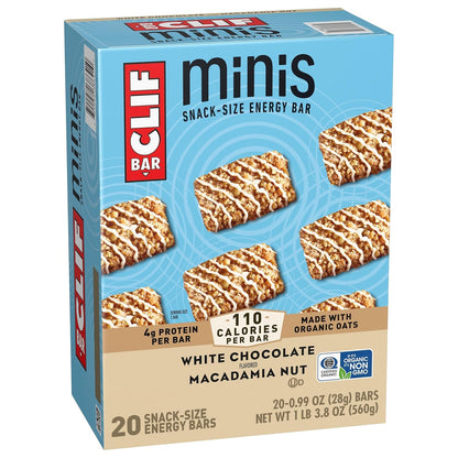 CLIF BAR Minis White Chocolate Macadamia Nut Snack Bars for Midday Energy and Workday Reset Rituals