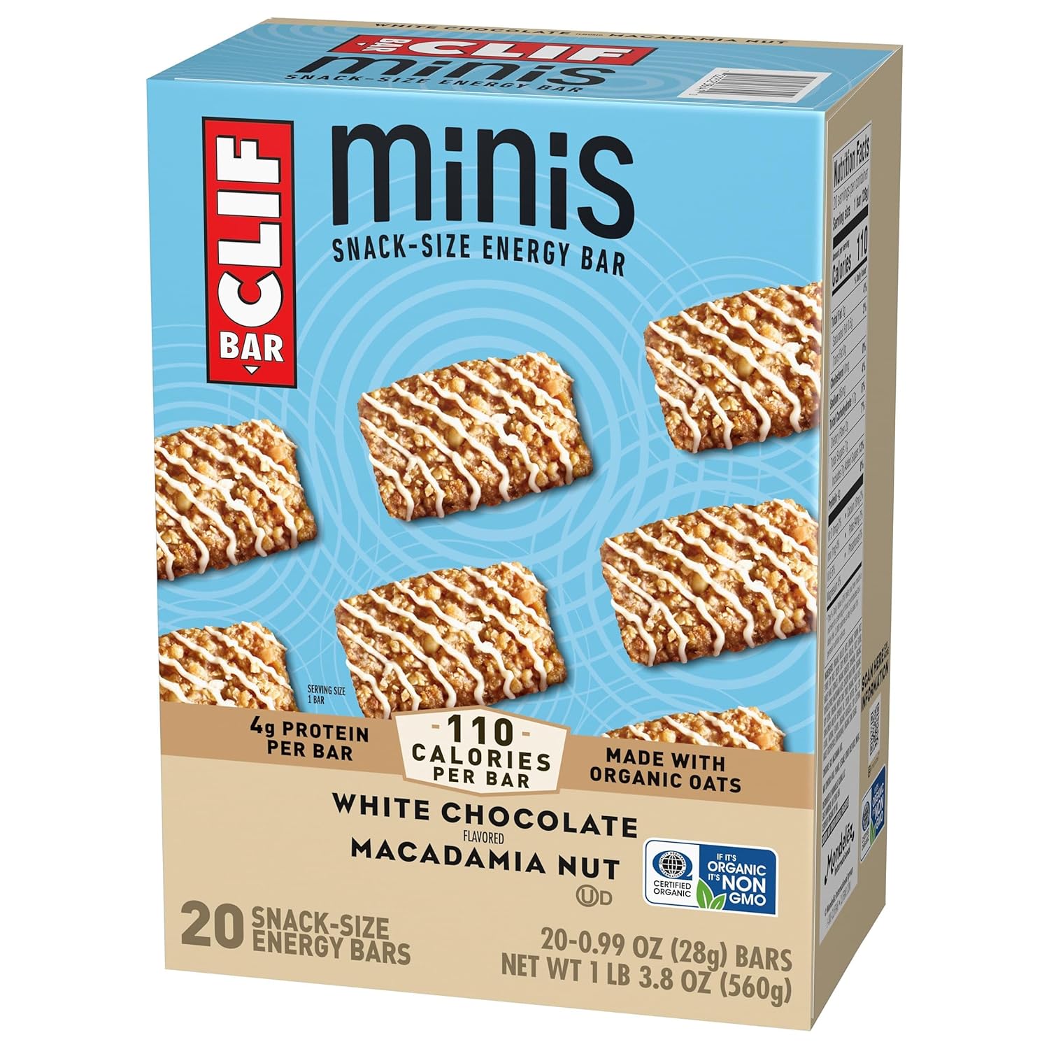 CLIF BAR Minis White Chocolate Macadamia Nut Snack Bars for Midday Energy and Workday Reset Rituals