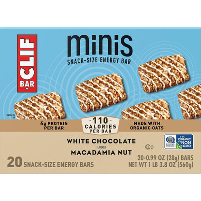 CLIF BAR Minis White Chocolate Macadamia Nut Snack Bars for Midday Energy and Workday Reset Rituals