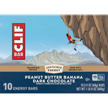 CLIF BAR Peanut Butter Banana Protein Bars – Clean-Label Plant-Based Snack for Post-Workout Recovery, 10g Protein, 10 Pack