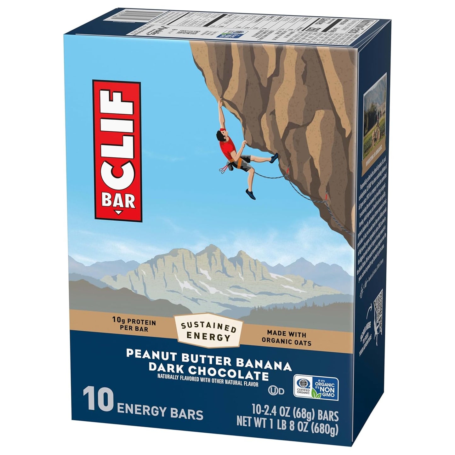 CLIF BAR Peanut Butter Banana Protein Bars – Clean-Label Plant-Based Snack for Post-Workout Recovery, 10g Protein, 10 Pack