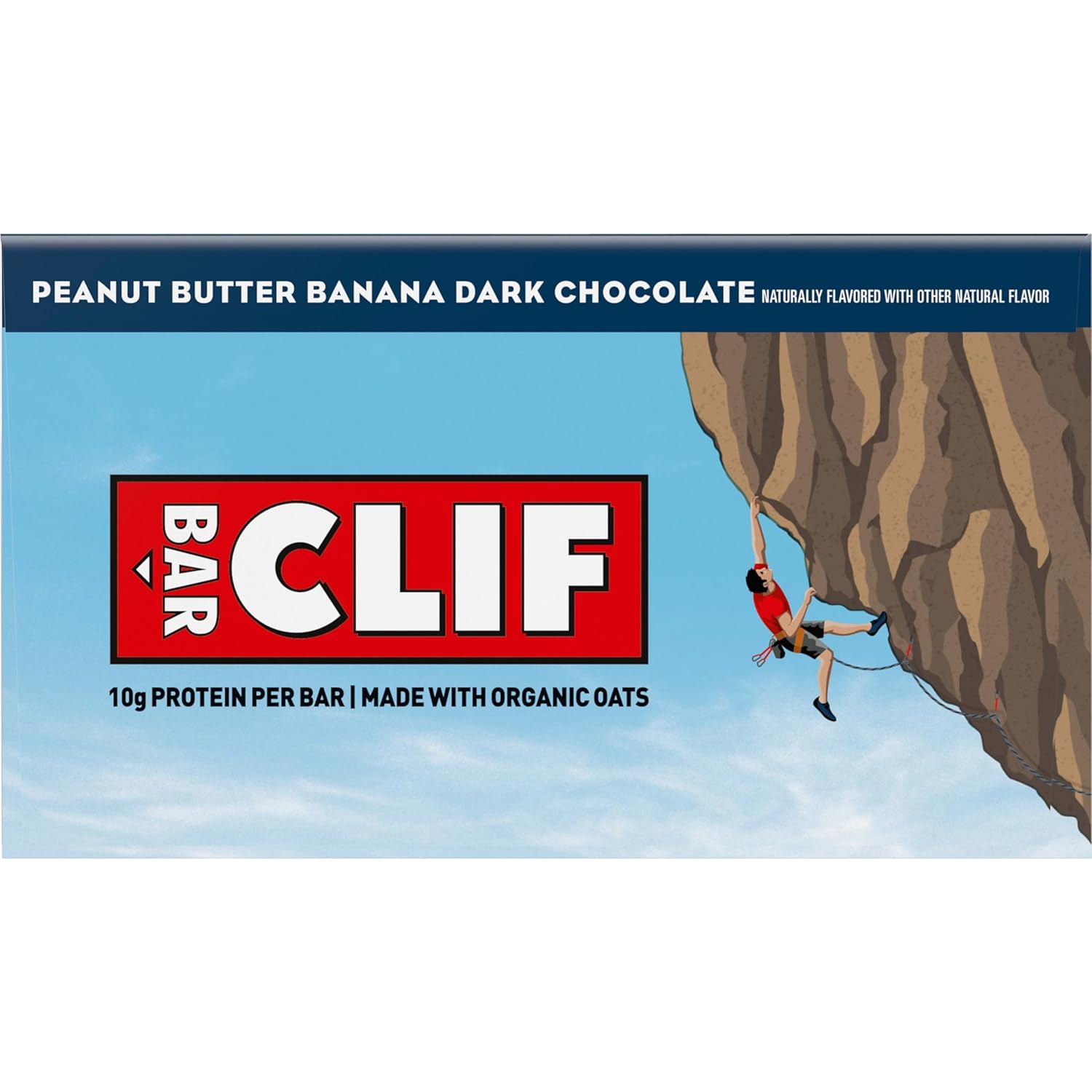 CLIF BAR Peanut Butter Banana Protein Bars – Clean-Label Plant-Based Snack for Post-Workout Recovery, 10g Protein, 10 Pack