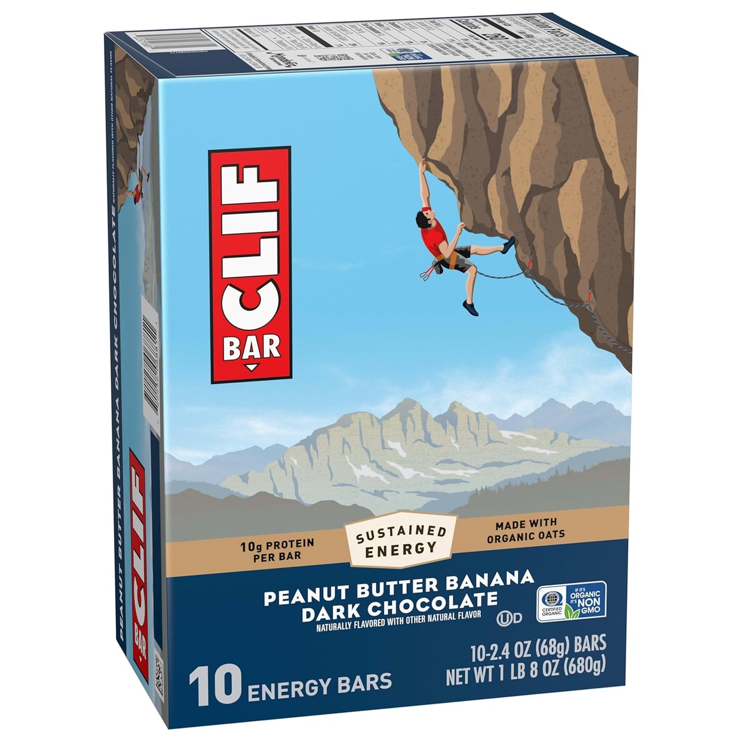 CLIF BAR Peanut Butter Banana Protein Bars – Clean-Label Plant-Based Snack for Post-Workout Recovery, 10g Protein, 10 Pack