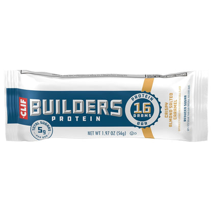 CLIF BUILDERS Reduced Sugar Protein Bar - Portable Peanut Butter Chocolate Energy Bar for Hunting, Fishing, and Backpacking
