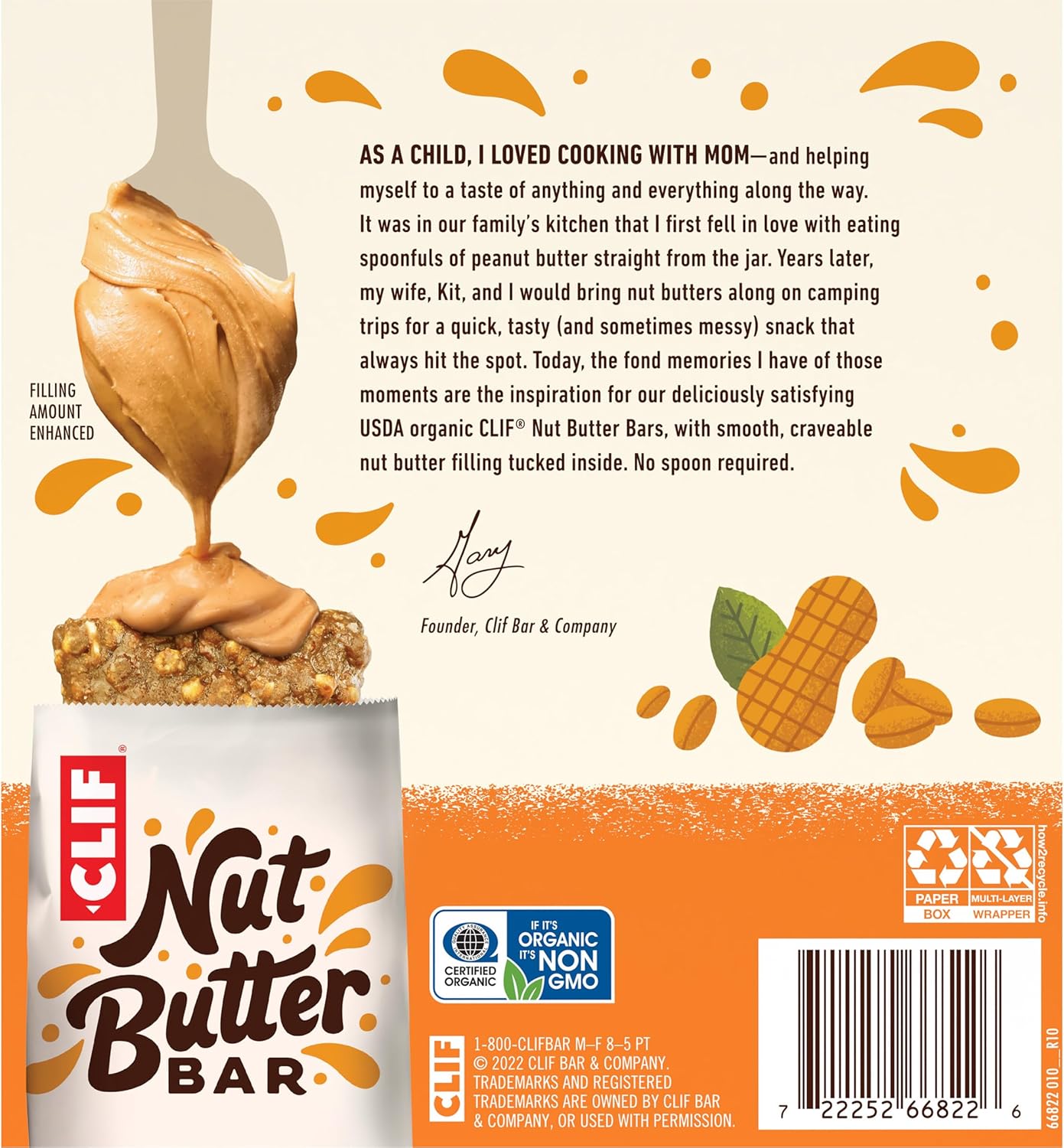 CLIF Nut Butter Bar Peanut Butter – Plant-Based Desk Snack for Wellness Routines, 5-Pack of 1.76 oz Bars
