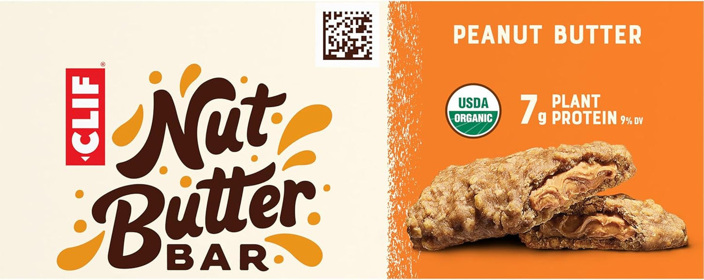 CLIF Nut Butter Bar Peanut Butter – Plant-Based Desk Snack for Wellness Routines, 5-Pack of 1.76 oz Bars