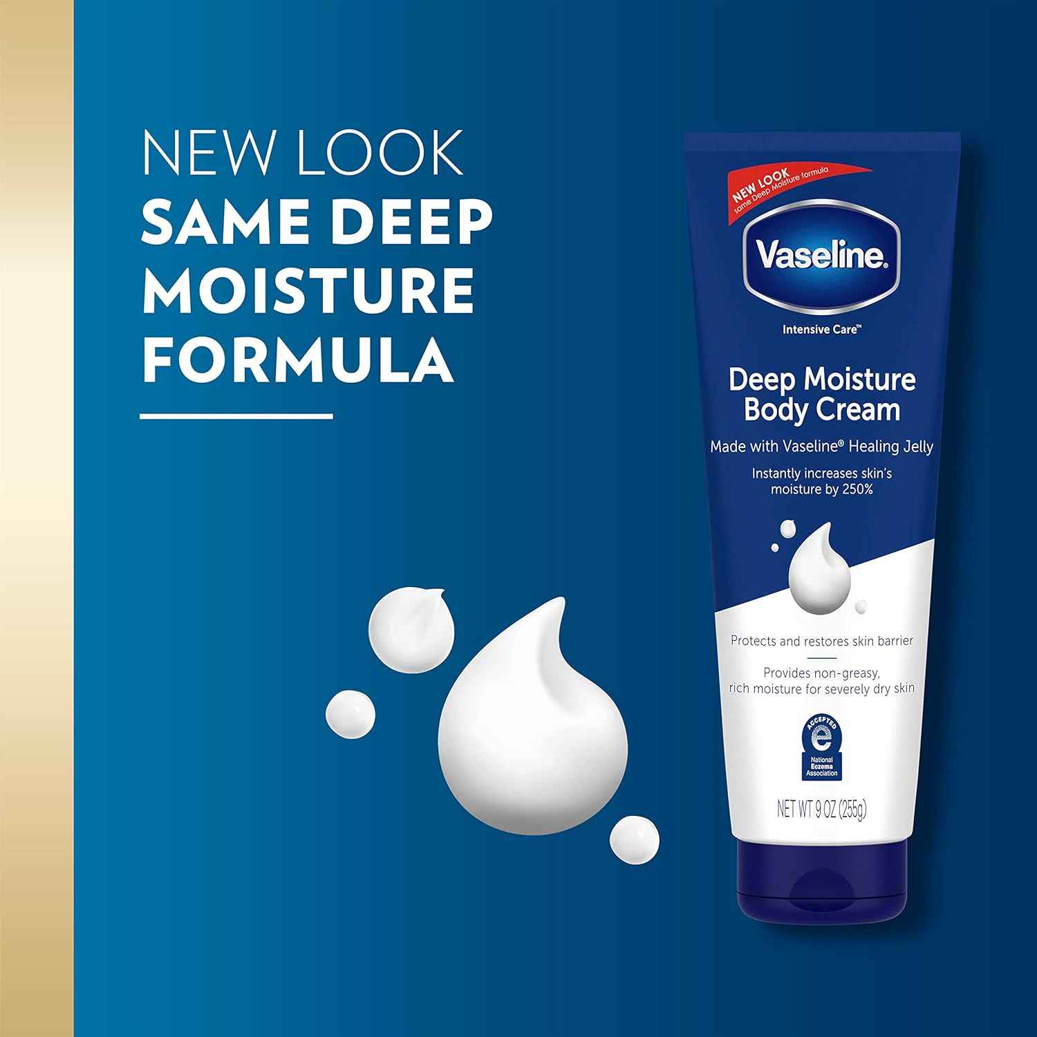 Vaseline Intensive Care Body Cream – One Unscented Moisturizer for Face, Hands, and Body, 4 Pack, 9 oz