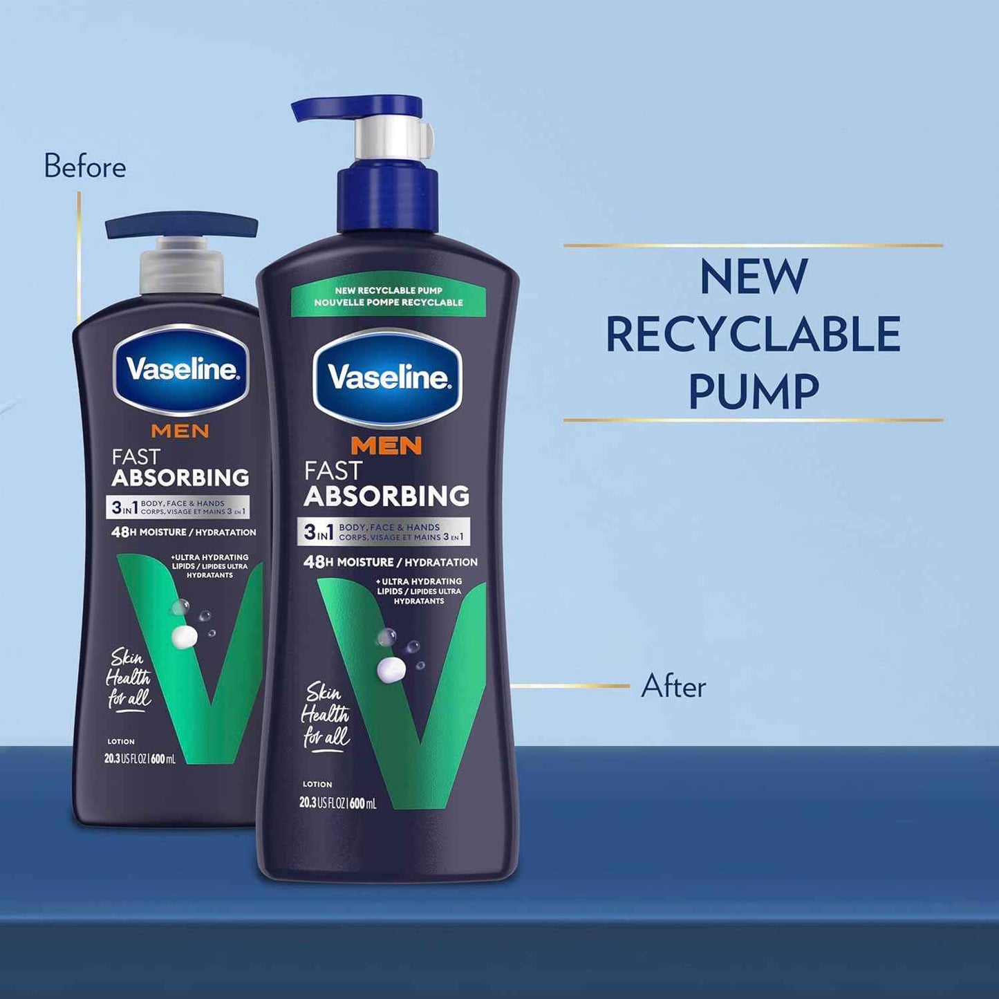 Vaseline Men's Body Lotion – Mindful Nightly Moisturizing Routine for Sensitive, Rough Skin, Cooling Menthol for a Calming Wind-Down