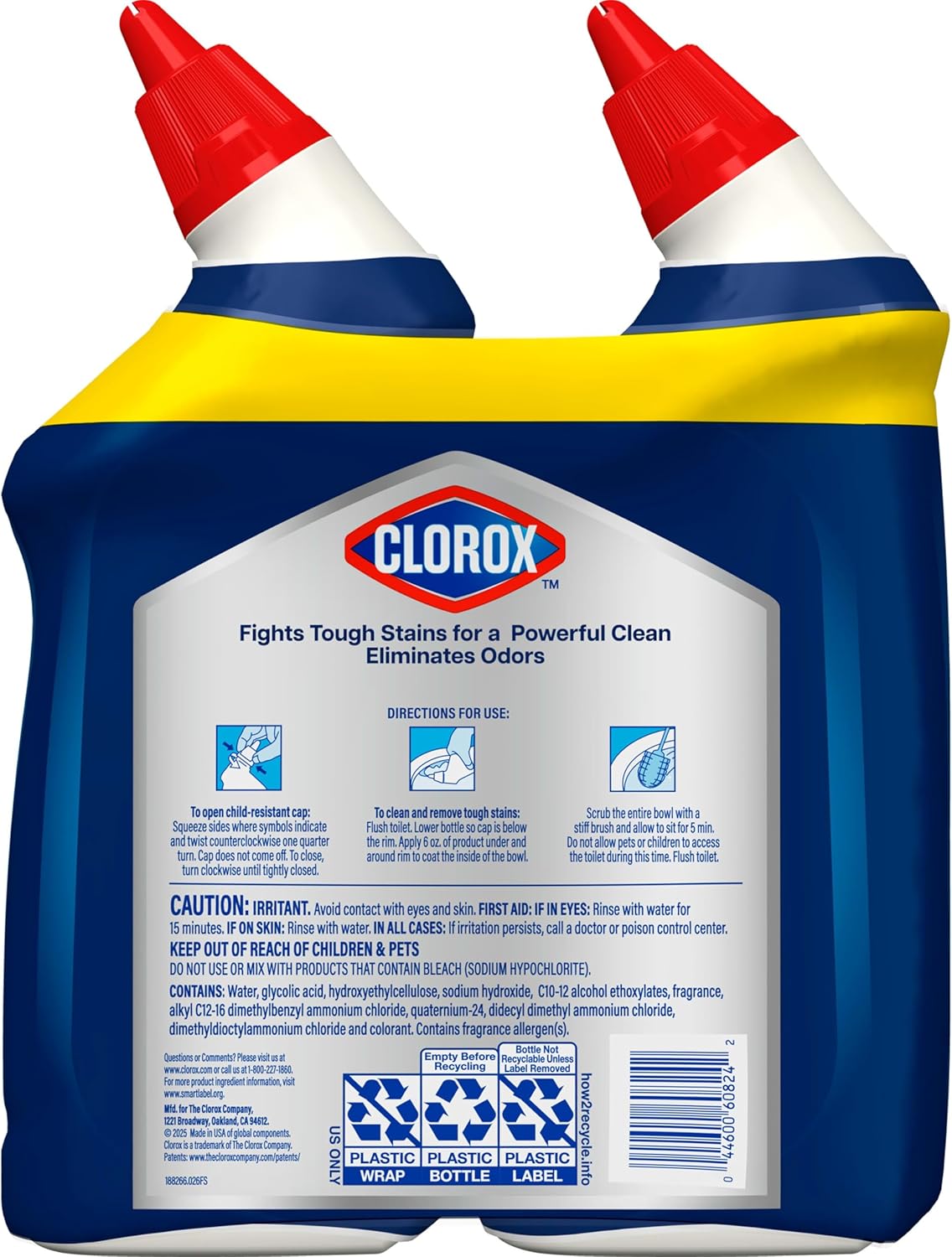 Clorox Toilet Bowl Cleaner Heavy Duty Stain Remover for Busy Home Offices, Quick 30-Second Bathroom Refresh