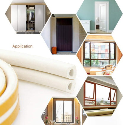 CloudBuyer Door Weather Stripping for Living Room Aesthetic, 33Ft Self-Adhesive Window Seal Strip in Neutral White