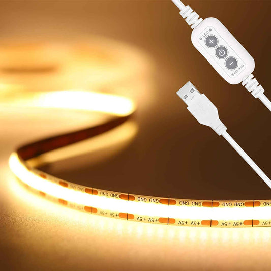 PAUTIX 5V COB LED Strip Light – Warm to Cool White Accent Lighting for Living Room Shelves, Headboards, and Display Cabinets