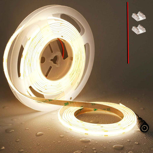 TOPAI IP65 COB LED Strip Light for Covered Patio and Deck Lighting, Waterproof 16.4ft Tape for Outdoor Dining and Pergola Glow