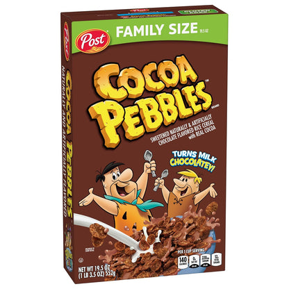 Cocoa PEBBLES Cereal – Family Size Chocolate Breakfast Cereal Safe for Sensitive Eaters, 27.5 oz Box