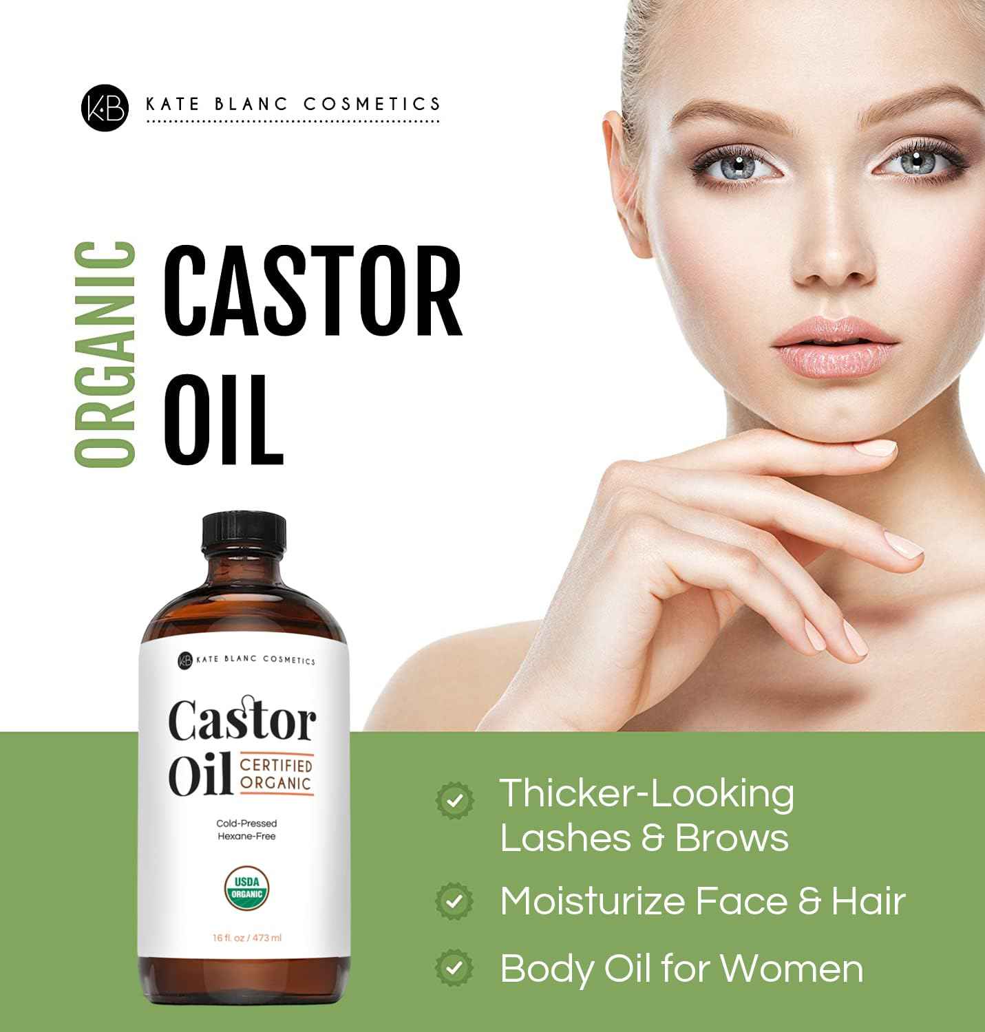 Kate Blanc Cosmetics Castor Oil Organic – Nightly Brow and Lash Ritual for a Mindful Self Care Routine