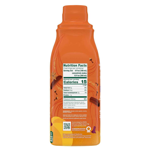 Starbucks Cold Brew Pumpkin Spice Concentrate – Home Office Focus Drink, 32 oz Smooth Low-Acidity Coffee