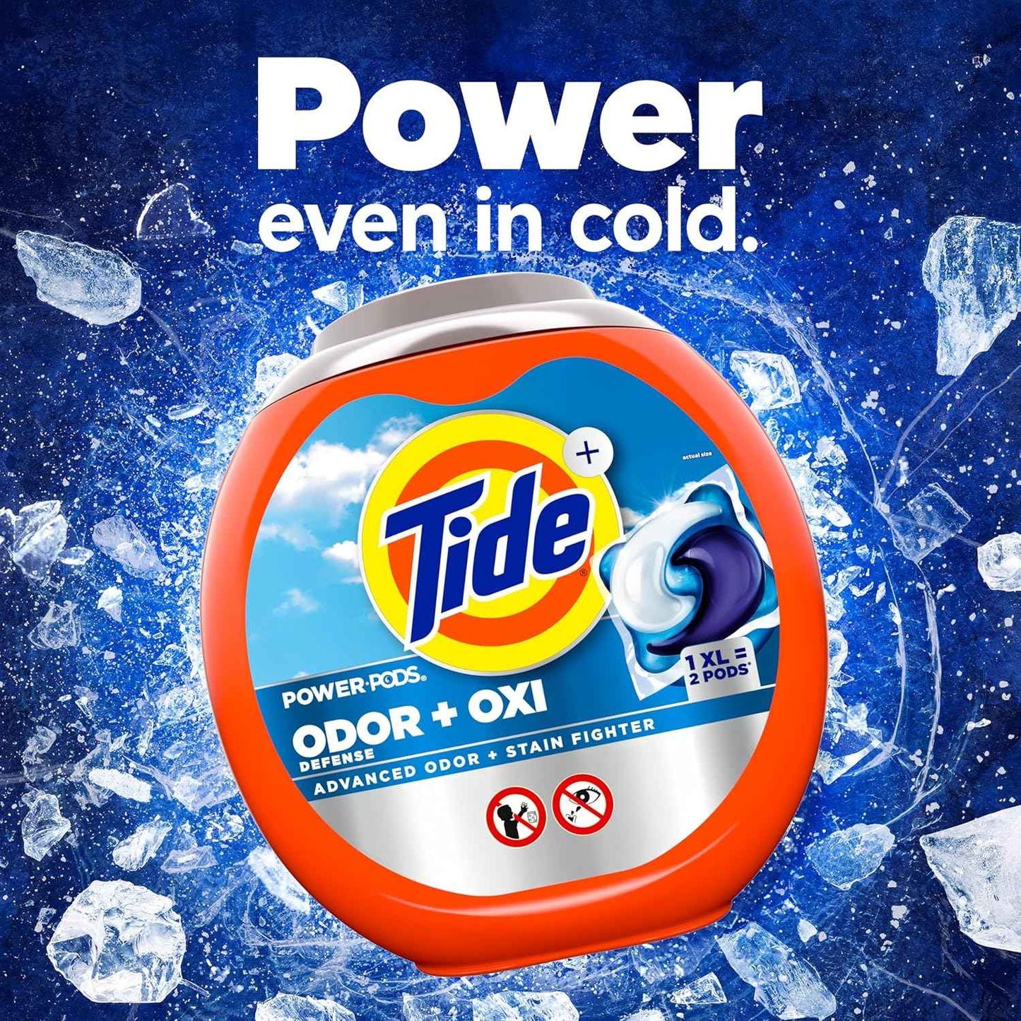 Tide Odor Defense + Oxi Laundry Detergent Pacs for Busy Home Offices, Heavy Cold-Water Loads in One Drop