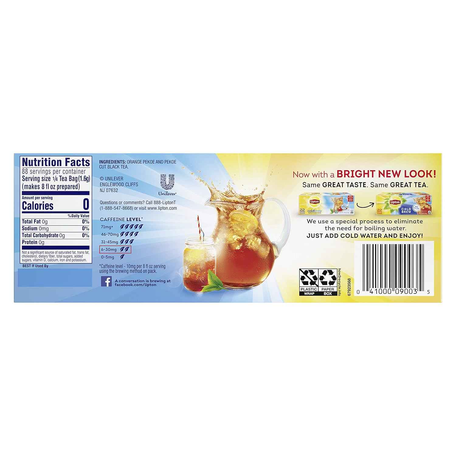 Lipton Cold Brew Iced Tea Bags for Health-Conscious Hydration Routines, Zero Calorie Family Size Cold Brew for Daily Wellness
