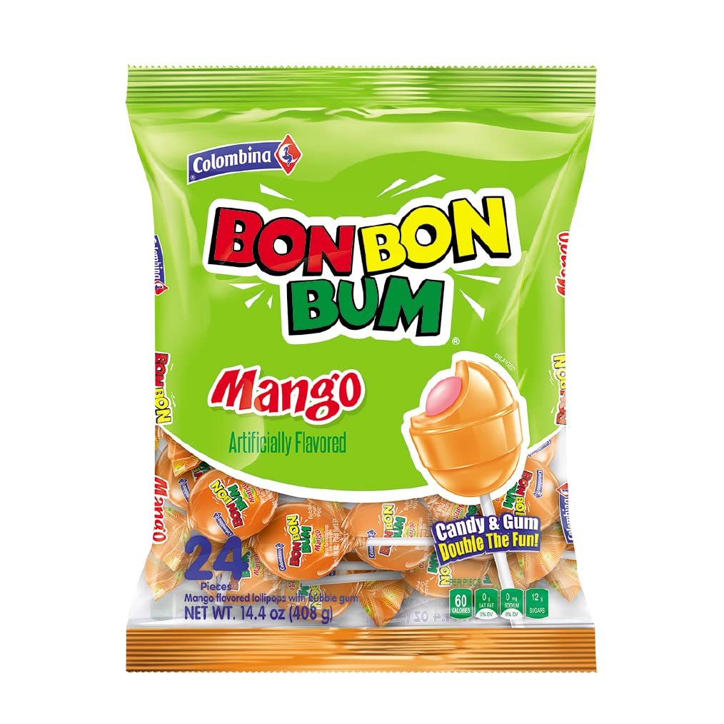 Colombina Bon Bon Bum Lollipops – Nostalgic Colombian Hard Candy Stocking Stuffer and Prank Gift for White Elephant Exchanges