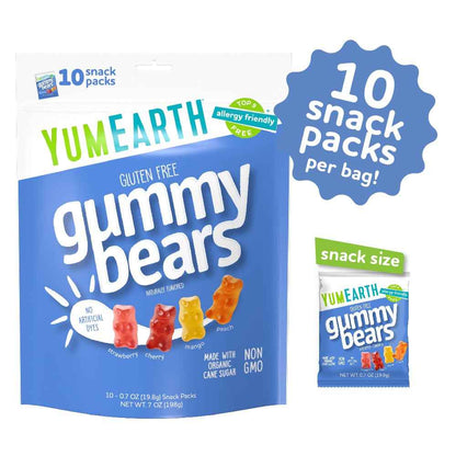 YumEarth Organic Gummy Bears – Choking Safe Soft Gummy Snack for Young Kids, Dye Free Candy